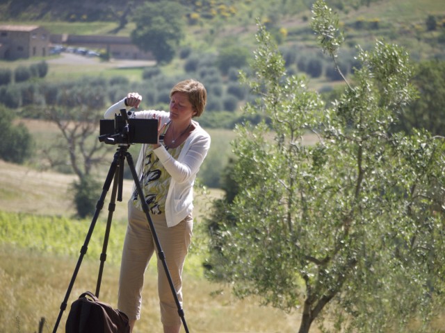 Amanda with her 4x5 in Tuscany